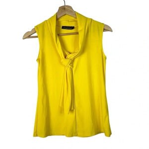 Candid Soul Bright Yellow Tie Front Sleeveless Blouse S